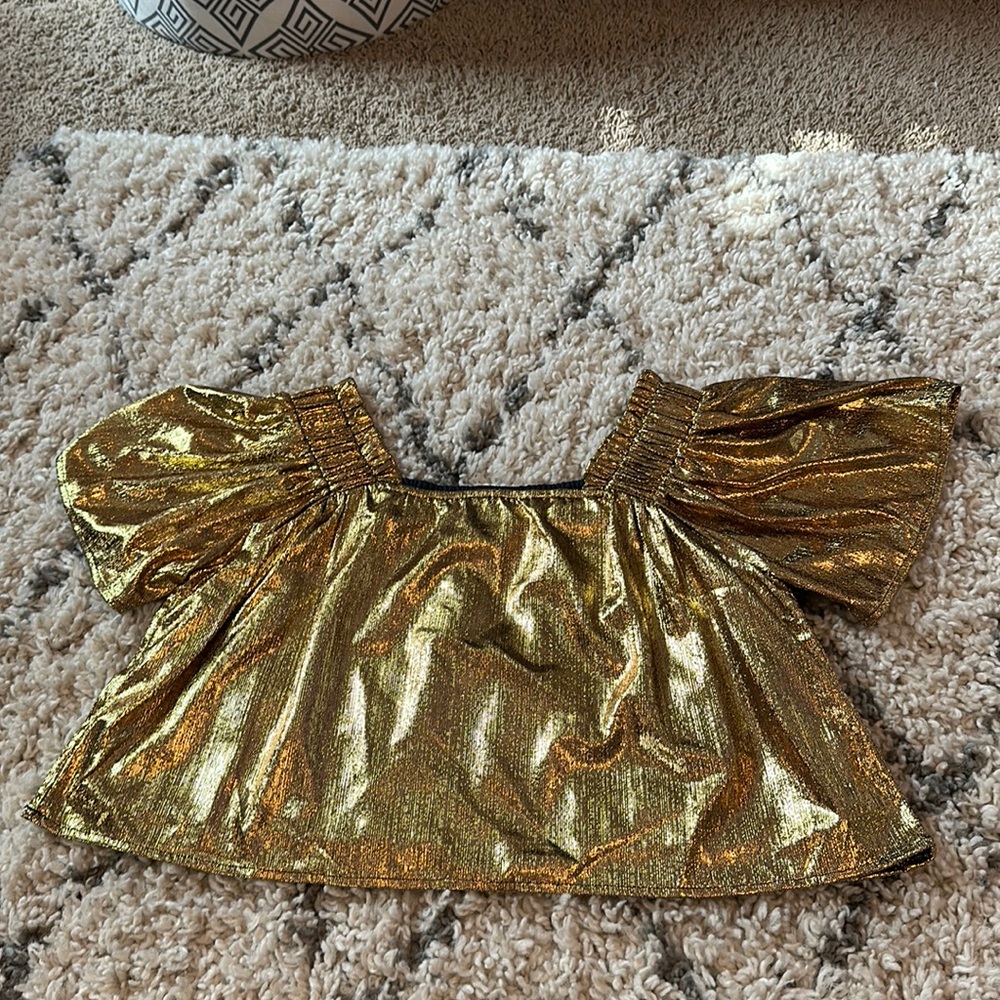 Queen of sparkles gold flutter top